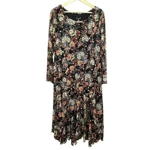 NWT Connected Apparel Chiffon Long Sleeve Floral Midi Shift‎ Dress Size 20W